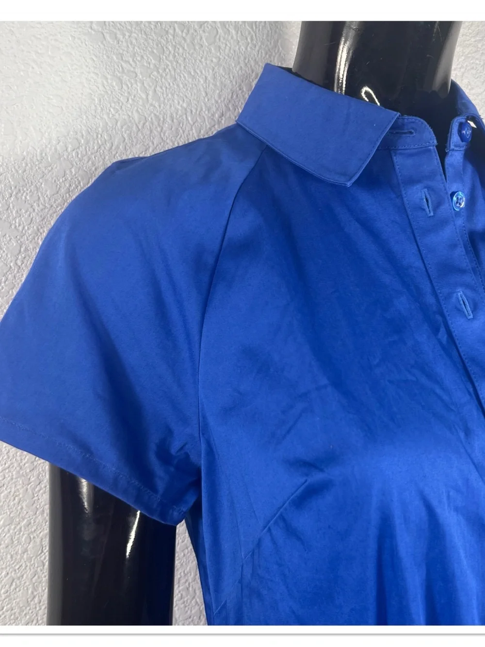 Kate Spade NY Classic Blue Button Up Shirt Dress Waist Tie Sz M Cotton Blend